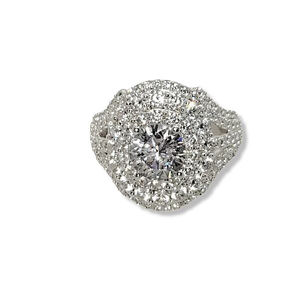 7.50ctw Platinum Plated Sterling Silver Ring Sz 8 - Picture 4 of 10